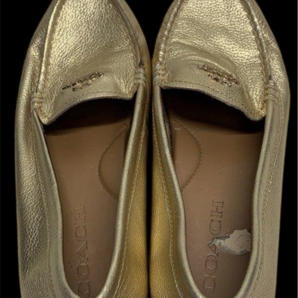 Coach Gold Metallic Flats with Moccasin Design - Picture 2 of 6